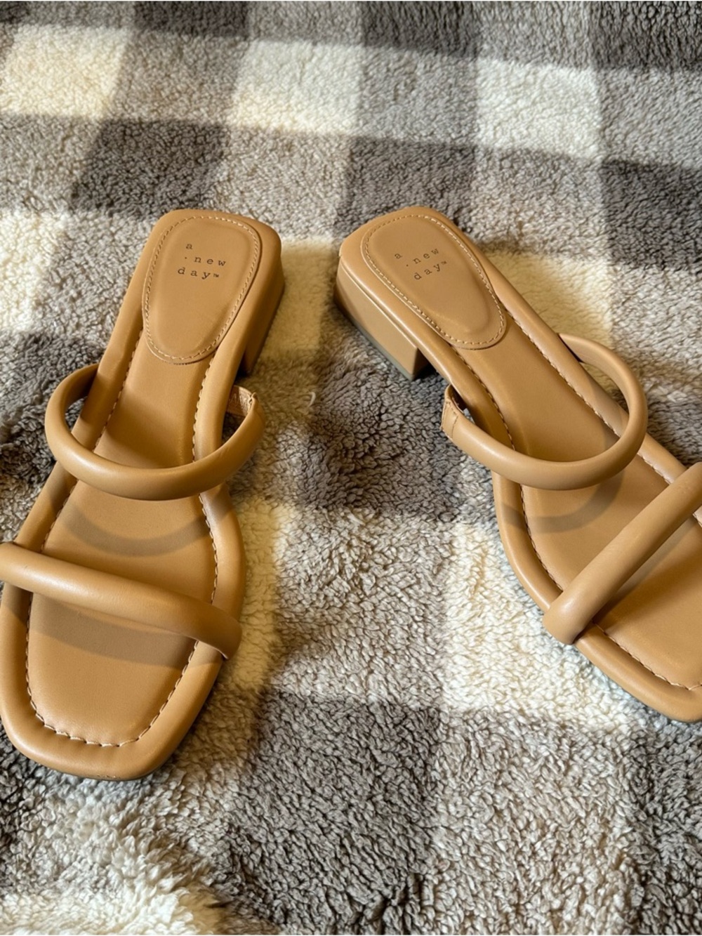 a new day Tan Strappy Block Heel Sandals